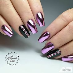 Sqaure Nails, August Nails, Square Nail Designs, Short Square Nails, Her Nails, Pretty Nail Art Designs, Coffin Nails Long, Metallic Nails, Black Nail