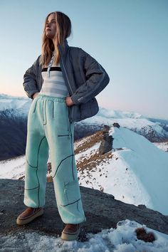 Hit The Slopes Pants | Free People Free People Winter, People Hiking, Fleece Neck Warmer, Winter Shoot, Cozy Pants, Hiking Outfits, Comfy Winter, Snow Fashion, Winter Gear