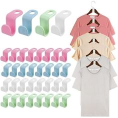 six pairs of hangers with different colors