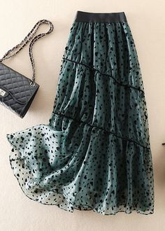 Hot Skirts, French Green, Rock Outfit, Linen Skirt, Fashion Mode, Modest Dresses, Skirt Outfits, Skirt Fashion, Long Skirt