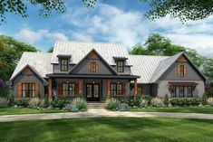 this is an artist's rendering of the country house plan for these ranch home plans