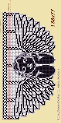 a cross stitch pattern with an image of a bird on it's back side