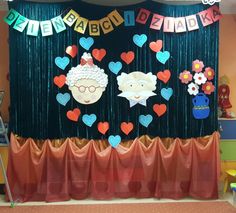 an image of a child's room decorated with hearts and sheeps on the curtain