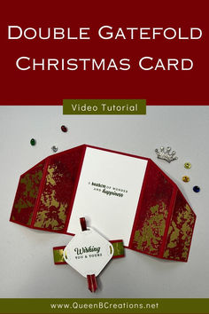 Double Gatefold Christmas Card / handmade Fun Fold card by Lisa Ann Bernard of Queen B Creations Stampin Up Season Of Elegance Dsp Cards, Stampin Up Season Of Elegance Dsp, Season Of Elegance Dsp Cards, Gatefold Cards Tutorials, Season Of Elegance Stampin Up Cards, Fun Fold Cards Tutorials Templates, Christmas Card Handmade