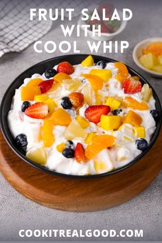 fruit salad with cool whip in a bowl