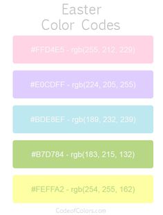 the text easter color code is displayed in different colors