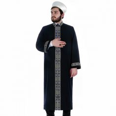 Islamic Wear, Navy Blue Style, Long Kurta, Ottoman Styling, Muslim Men, For Ramadan, Daily Prayers, Turkish Fashion, Daily Prayer