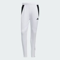 adidas Men's Soccer Tiro 24 Training Pants - White | Free Shipping with adiClub | adidas US Adidas Three Stripes Sweatpants For Training, Adidas Training Sweatpants With Three Stripes, Adidas Sweatpants With Three Stripes For Training, Adidas Sweatpants With Logo For Training, White Sportswear Sweatpants With Elastic Panels, White Jogging Bottoms With Elastic Side Panels, White Jogging Pants With Elastic Side Panels, White Bottoms With Elastic Side Panels For Jogging, White Sweatpants With Elastic Side Panels