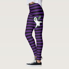 Halloween Party Spooky Cat Cute Ghost Purple Black Leggings #Halloween #costumes #cosplay October Fashion, Halloween Party Costumes, Halloween Dress