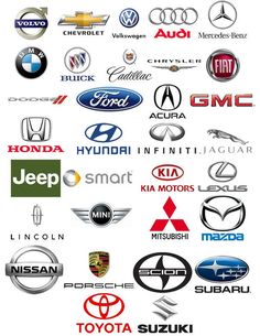 many different car logos are shown together