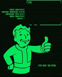 a cartoon character giving the thumbs up in front of a black background with green text