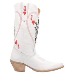 PRICES MAY VARY. Queen of Hearts design All over leather upper 12 inch shaft/2.25 inch heel Almond toe Cushioned footbed for ongoing comfort Round Toe Cowboy Boots, Boots Mid Calf, Bridal Boots, Coming Up Roses, Fashion Toys, 4 Inch Heels, Mid Heel, Casual Boots, Western Boots