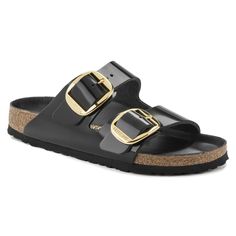 Arizona Big Buckle Natural Leather Patent Birkenstock Arizona Big Buckle, Arizona Big Buckle, Birkenstock Styles, Black Birkenstock, European Shoes, Birkenstock Women, Jerome Dreyfuss, Hiking Sandals, Calf Muscles