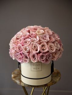 Gentle Soul - Classic white round box with 50 beautiful pink roses - Maison la Fleur Souls Day, Gentle Soul, All Souls Day, Beautiful Pink Roses, Flower Arrangements Simple, All Souls, Round Box, Floral Gifts, Beautiful Blooms