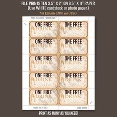 four tickets with the words one free, one free and one print as many as you need