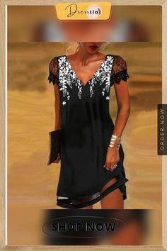 Women Elegant Party Dress Sexy V Neck Lace Patchwork Office Ladies Mini Dress Women Casual Patchwork Patchwork Short Dress Elegant Short Sleeve Mini Dress With Lace Patchwork, Elegant Mini Dress With Lace Patchwork And Short Sleeves, Knee-length Lace Patchwork Party Dress, Party Dress With Lace Patchwork, Knee-length, Knee-length Party Dress With Lace Patchwork, Black Lace Patchwork Mini Dress For Party, Black Lace Patchwork Party Mini Dress, Chic V-neck Dress With Splicing Details, V-neck Lace Patchwork Party Dress