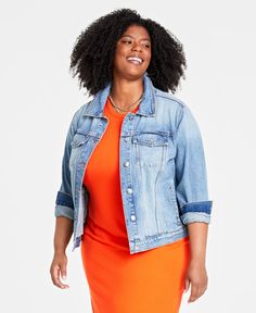 in stock Denim Trucker Jacket, Trucker Jacket, Trendy Plus Size, Pick Up, Plus Size, Free Shipping