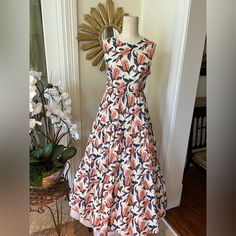 Excellent, Never Worn Maxi Dress Print Dress A-line Cream Midi Dress With Floral Print, Beige A-line Maxi Dress For Garden Party, Printed Maxi Dress, Blue Cream, Dresses Maxi, Print Dress, Colorful Dresses, Color Blue, Maxi Dress