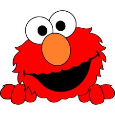 an image of a red cartoon character with big eyes and large teeth on white background