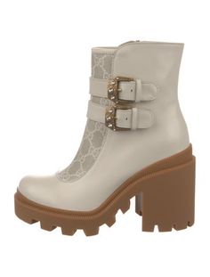 Gucci Leather Ankle BootsWhiteRound-Toes with Crystal EmbellishmentsPlatformMultistrap & Buckle Closure at SidesIncludes BoxFit: This style typically runs a half size small.Unfortunately, due to restrictions, this item may not be eligible for shipping in all areas. Gucci Leather, Leather Moto, Balenciaga City Bag, Accessories Jacket, Chanel Shoes, Moto Boots, Louboutin Shoes, Christian Louboutin Shoes, Sneakers For Sale