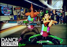 an animated image of two people dancing in front of a crowd with text that reads, ya'll remind me of 90's last story all i talk, no action glitch