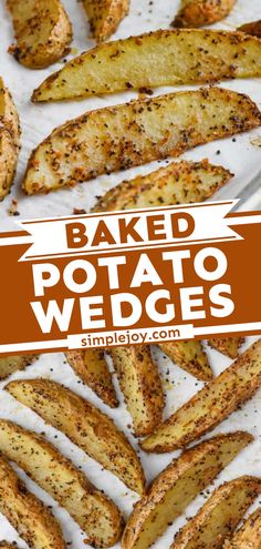 Baked Potato Wedges, family friendly dinner, vegetable side dishes Dinners Air Fryer, Baked Potato Wedges Recipe, Baked Potato Wedges, Easy Baked Potato, Potatoe Salad, Bbq Recipes Ribs, Asparagus Recipes Roasted, Oven Roasted Asparagus, Potato Wedges Recipe