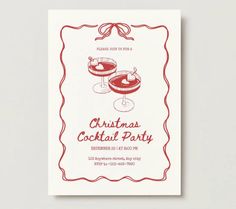 a christmas cocktail party flyer with two glasses