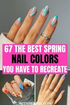 Spring Nail Designs Short, Spring Nail Designs Gel, Almond Spring Nails, Nails Short Simple, Spring Nails Easter, Spring Nails Simple, Fun Spring Nails, Nail Designs Short, Nail Ideas Spring