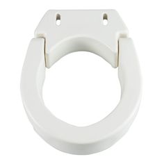 a white toilet seat cover with two holes on the front and back sides, for easy access