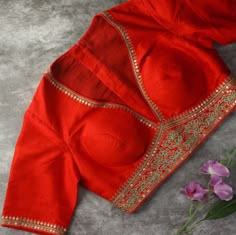 Red Sequin Blouse, Red Blouse Design, Embroidery Indian, Saree Blouse Neck Designs, Latest Model Blouse Designs