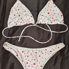 Lali And Layla Heart Bikini Set Size L Nwot. White Beachwear Swimwear For Holiday, Fitted White Swimwear For Holiday, Heart Bathing Suit, Strawberry Bathing Suit Bikinis, Red Cherry Print Swimwear For Beach, Red Beachy Swimwear, Red Cherry Print Swimwear, Christmas Candy, Womens Swim