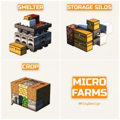 four different types of boxes with the words crop, crop, crop and micro farms