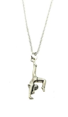 "18 inch silver finished necklace with a 1 inch extender, with an antiqued silver 29mm x 12mm (1.14\" x 0.47\") Gymnast Charm. The charm is made with lead and nickel FREE zinc alloy. Quick link back our store's homepage: http://www.etsy.com/shop/HeartProjects?ref=pr_shop Find us on facebook for new listings and inspirational messages: http://www.facebook.com/HeartProjects Visit our website: http://www.heartprojects.com" Adjustable Pewter Jewelry As Gift, Adjustable Silver Sterling Silver Charm Necklaces, Adjustable Silver Sterling Silver Charm Necklace, Antique Silver Sterling Silver Jewelry With Adjustable Chain, Sterling Silver Jewelry With Adjustable Chain In Antique Silver, Silver Pewter Round Pendant Necklace, Silver Pewter Necklace With Round Pendant, Sterling Silver Jewelry In Antique Silver With Adjustable Chain, Adjustable Metal Dangle Charm Necklaces