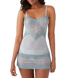 From Wacoal, this chemise features:Lace bodice & hem with mesh body fabricationChemise silhouetteAdjustable strapsApprox. 32" lengthnylon/spandex; lace: nylon/polyester/spandexhand washImported. Micro Chip, Women's Chemises, Lace Chemise, Mesh Short, Bleached Denim, Purple Velvet, Lace Bodice, T Shirt Bra, Full Figured