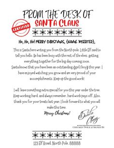 the letter from santa claus to his mother