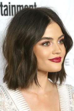 Lucy Hale Bob, Lucy Hale Hair, Wedding Haircut, Hairstyles Bob, Wavy Bob Hairstyles, Wavy Lob, Lob Haircut, Soft Gamine