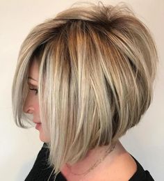 20 Best Hair Colors That Will Really Make You Look Younger A Line Bob Short Stacked, Line Bob, A Line Haircut, Line Bob Haircut, Blonde Bob Haircut, A Line Bob, Bob Hairstyles For Fine Hair, Light Hair Color, Short Bob Haircuts