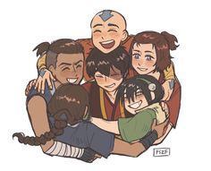 a group of people hugging each other with the caption's avatar in the background