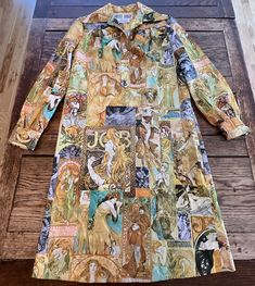 VTG 60s GODDESS DRESS ART DECO NOUVEAU HIPPIE Boho DISCO GROOVY Psychedelic Mod Art Nouveau Clothing Fashion, Retro Long Sleeve Graphic Print Dress, Vintage Graphic Print Dresses, Avant Garde Art, Dress Art, Goddess Dress, Haute Hippie, Art Dress, Flower Child