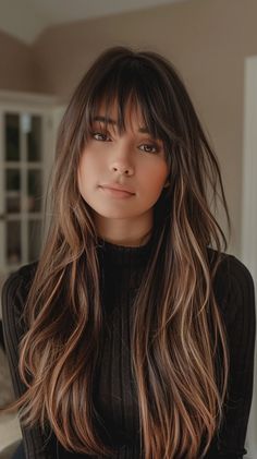 Heavy Highlights On Dark Hair, Dark Hair Hairstyles, Long Layered Bob Hairstyles, Heavy Highlights, Highlights On Dark Hair, Sassy Hairstyles, Rambut Brunette, Hairstyles For Older Women, Framing Layers