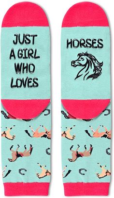 HORSE GIFTS FOR WOMEN: These funny horse socks are adorned with hooves and horses in various poses and colors, such as white horses. The soles feature a funny saying such as "JUST A GIRL WHO LOVES HORSES," accompanied by attractive horse patterns. SIZE & PACKAGING: Designed to cater to most. Our women's horse related socks are designed to fit shoe sizes 6-12 and sock sizes 8-13. Each Christmas gift box contains 1 pair of equine socks. CRAZY CHRISTMAS STOCKING: Get into the festive spirit with ou Equestrian Socks, Silly Horse, Blue Christmas Stocking, Riding Socks, Horse Socks, Christmas Horse, Santa Socks, Christmas Horses, Christmas Wedding Gifts