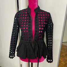 Brand New With Tags Gracia Black Jacket Size Small Cropped Jacket Plus Size, Black Outerwear For Spring Workwear, Edgy Black Blazer For Party, Edgy Spring Party Blazer, Edgy Black Blazer For Spring, Edgy Black Spring Blazer, Belted Cape, Brown Faux Leather Jacket, Gold Jacket