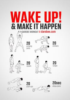 a poster showing how to do a push up and make it happen in 10 minutes