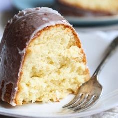 a piece of cake on a plate with a fork