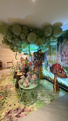 a room filled with lots of balloons and decorations