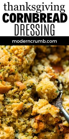 This cornbread dressing is made with homemade cornbread, onions, celery and fresh herbs. It's a delicious side dish alternative to the more traditional Thanksgiving stuffing. Easy Dinner Desserts, What Is For Dinner, Thanksgiving 2022, Creamy Pasta Dishes, Traditional Thanksgiving, Holiday Sides, Homemade Cornbread