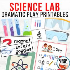 science lab dramatic play printables for kids to practice their writing skills and reading