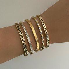 Gold Bracelets Stacked, Wrist Jewelry, 2024 Wedding, Dope Jewelry, Gold Bracelets, Jewelry Fashion Trends, Classy Jewelry, Jewelry Essentials, Stacked Jewelry