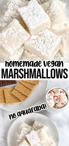 homemade vegan marshmallows on a white plate