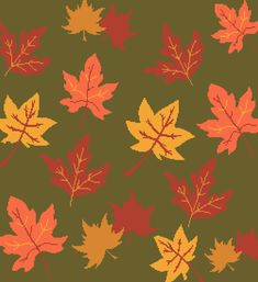 an image of autumn leaves on a green background